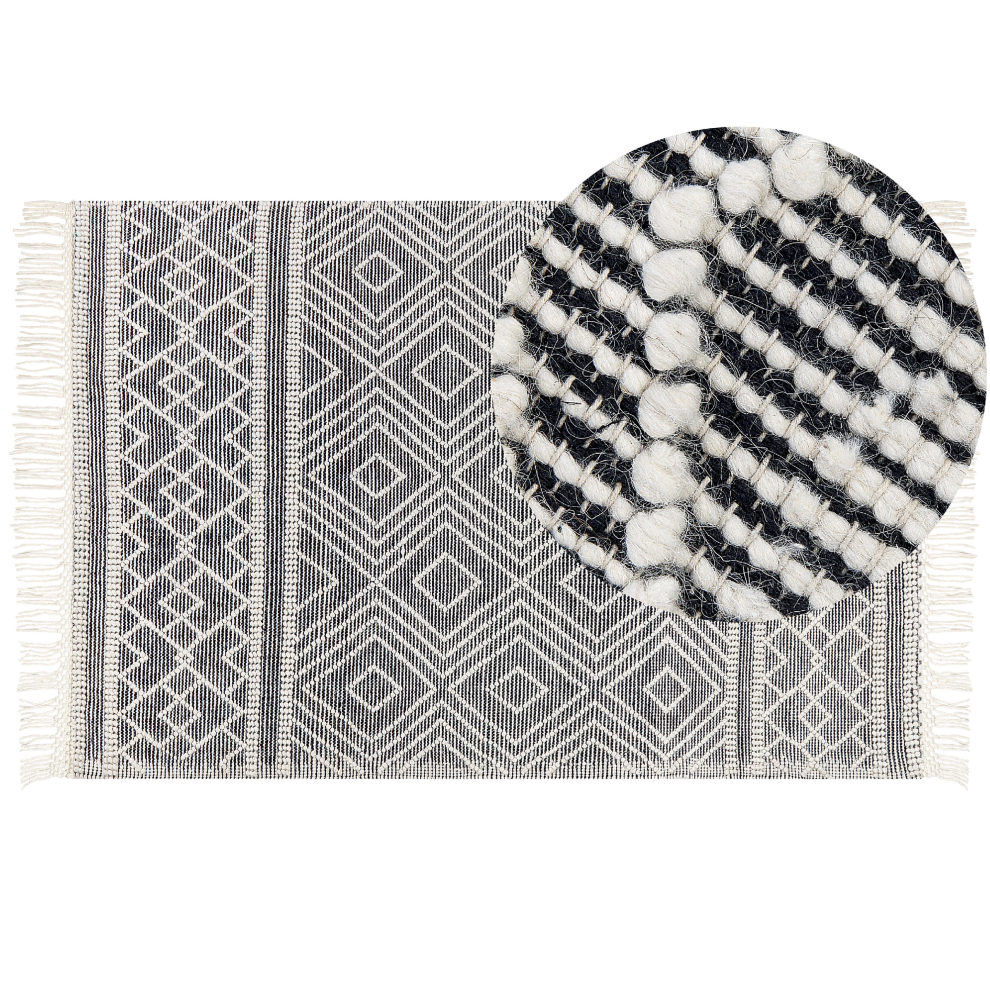 Beliani Rug Savuca Black 160 X 230 Cm Wool