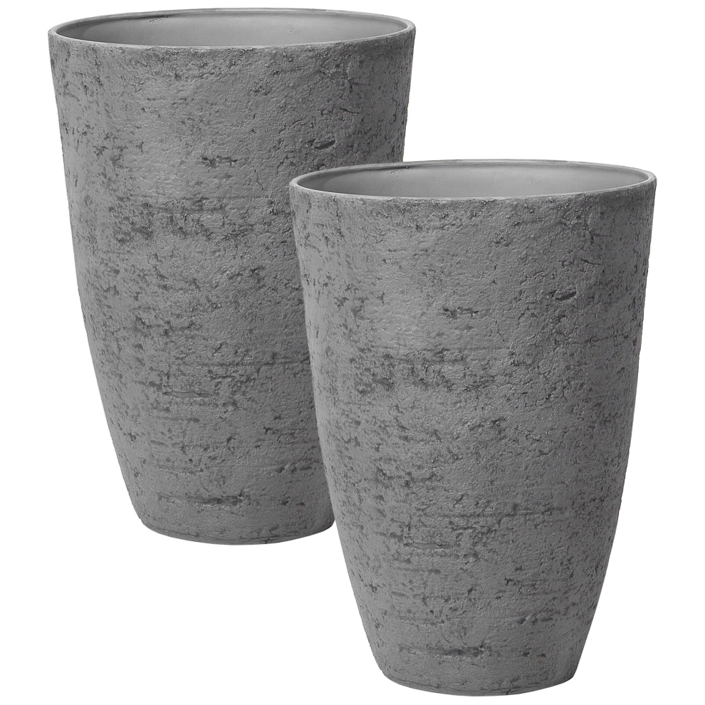 Beliani Set Of 2 Plant Pots Camia 51 Cm Grey