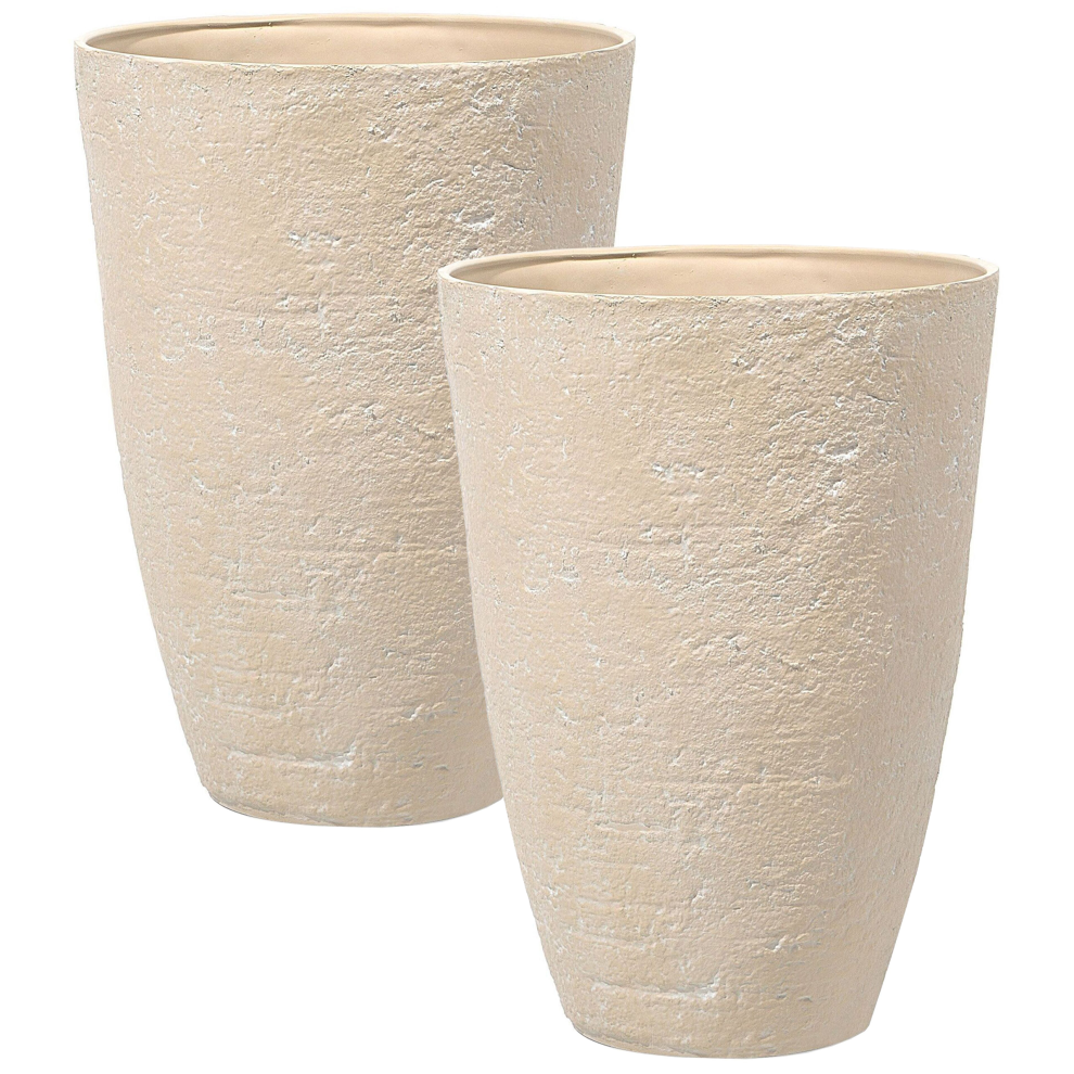 Beliani Set Of 2 Plant Pots Camia 51 Cm Beige