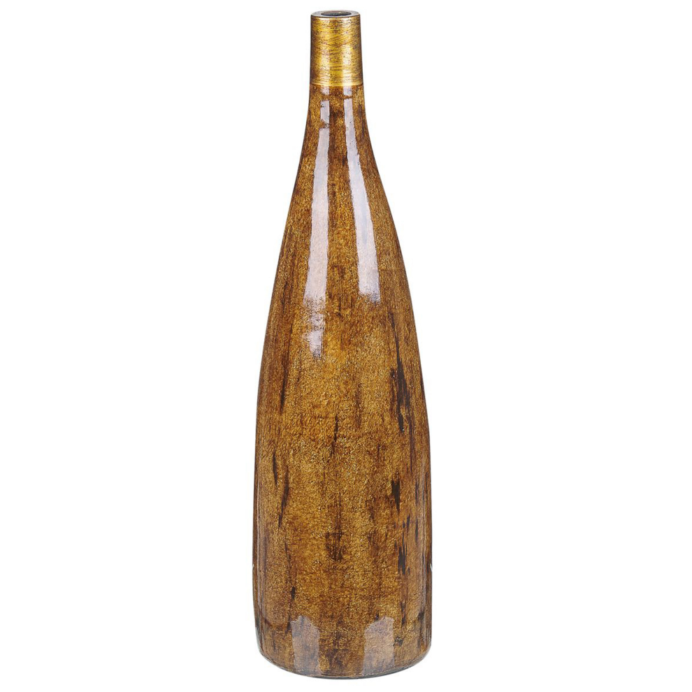 Beliani Flower Vase Burgos Ceramic 52 Cm Brown