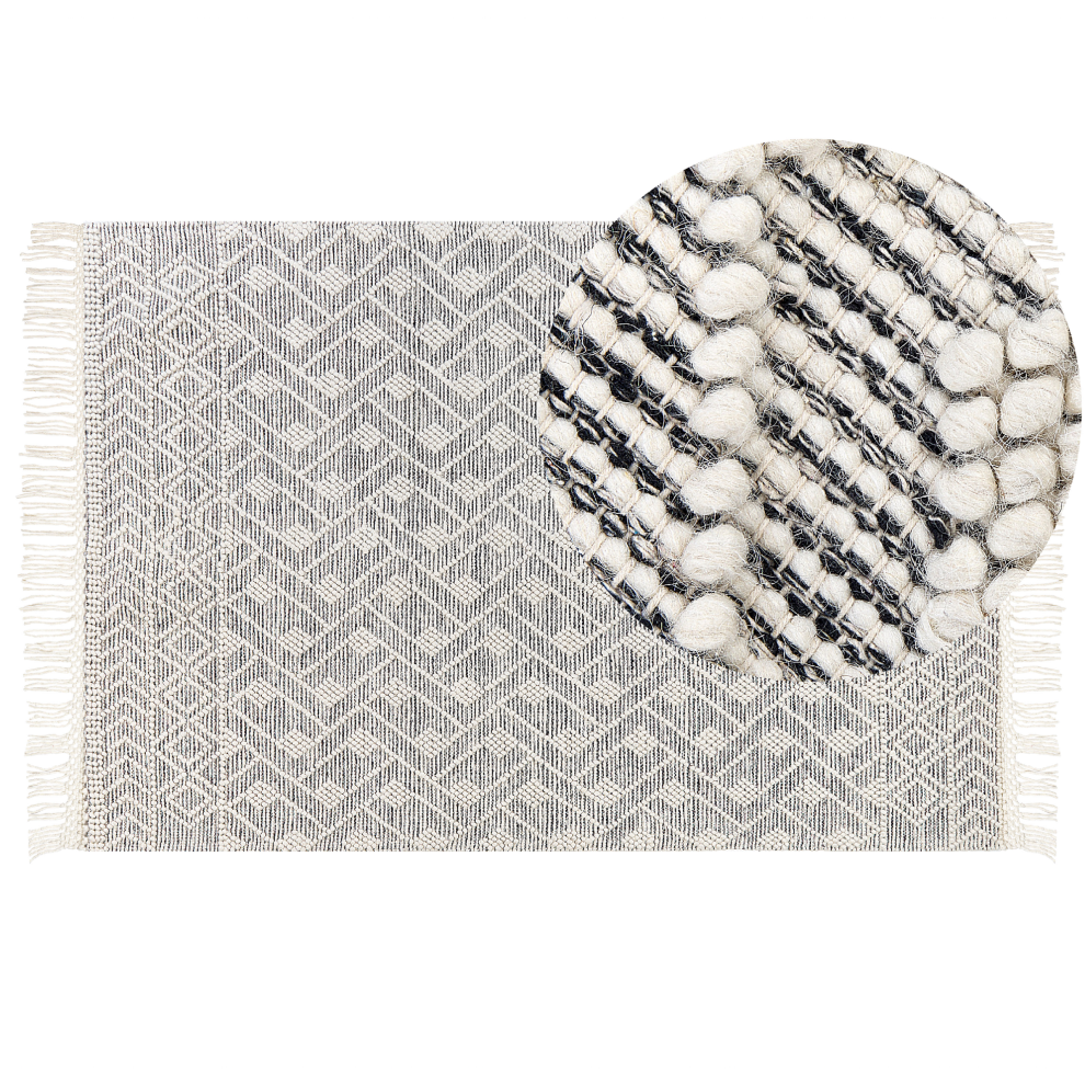 Beliani Rug Kavak Black 160 X 230 Cm Wool
