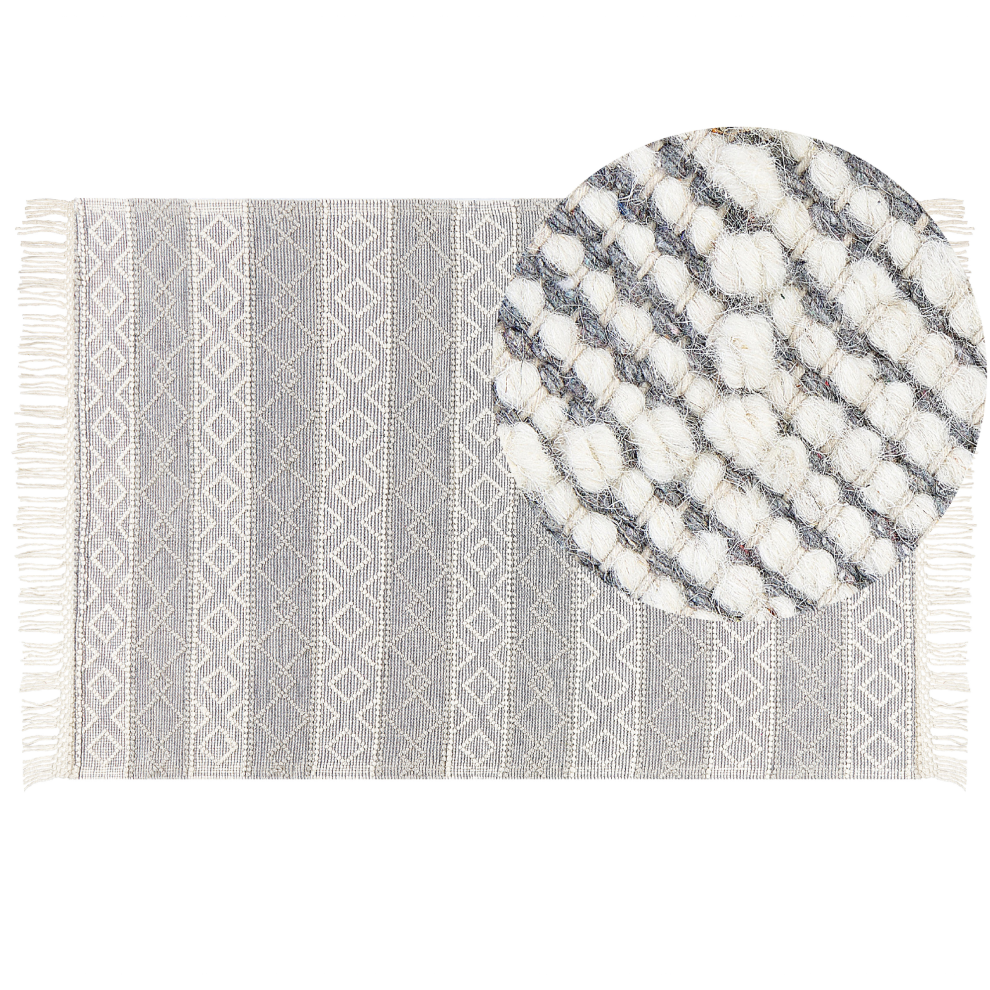 Beliani Rug Tonya Grey 160 X 230 Cm Wool