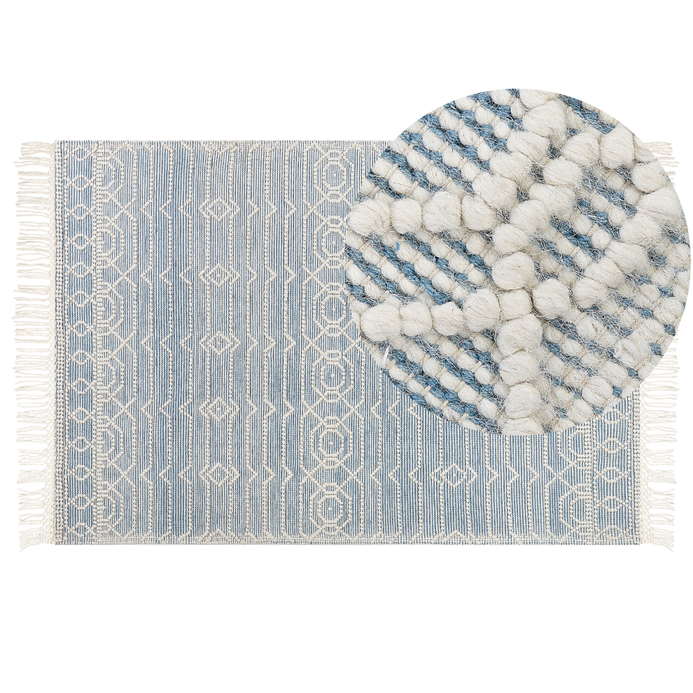 Beliani Rug Orhaneli Blue 160 X 230 Cm Wool