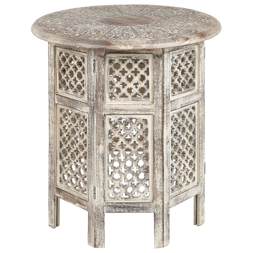 Beliani Side Table SANTRA Mango Wood Light Brown