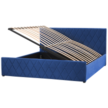 Ottoman Bed ROCHEFORT Velvet Navy Blue 180 x 200 cm (EU Super King)