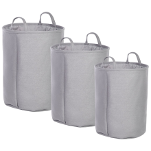 Set of 3 Baskets ARCHA Cotton Grey