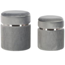 Set of 2 Storage Pouffes CAMDENTON Velvet Light Grey