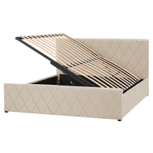 Ottoman Bed ROCHEFORT Velvet Beige 160 x 200 cm (EU King Size)
