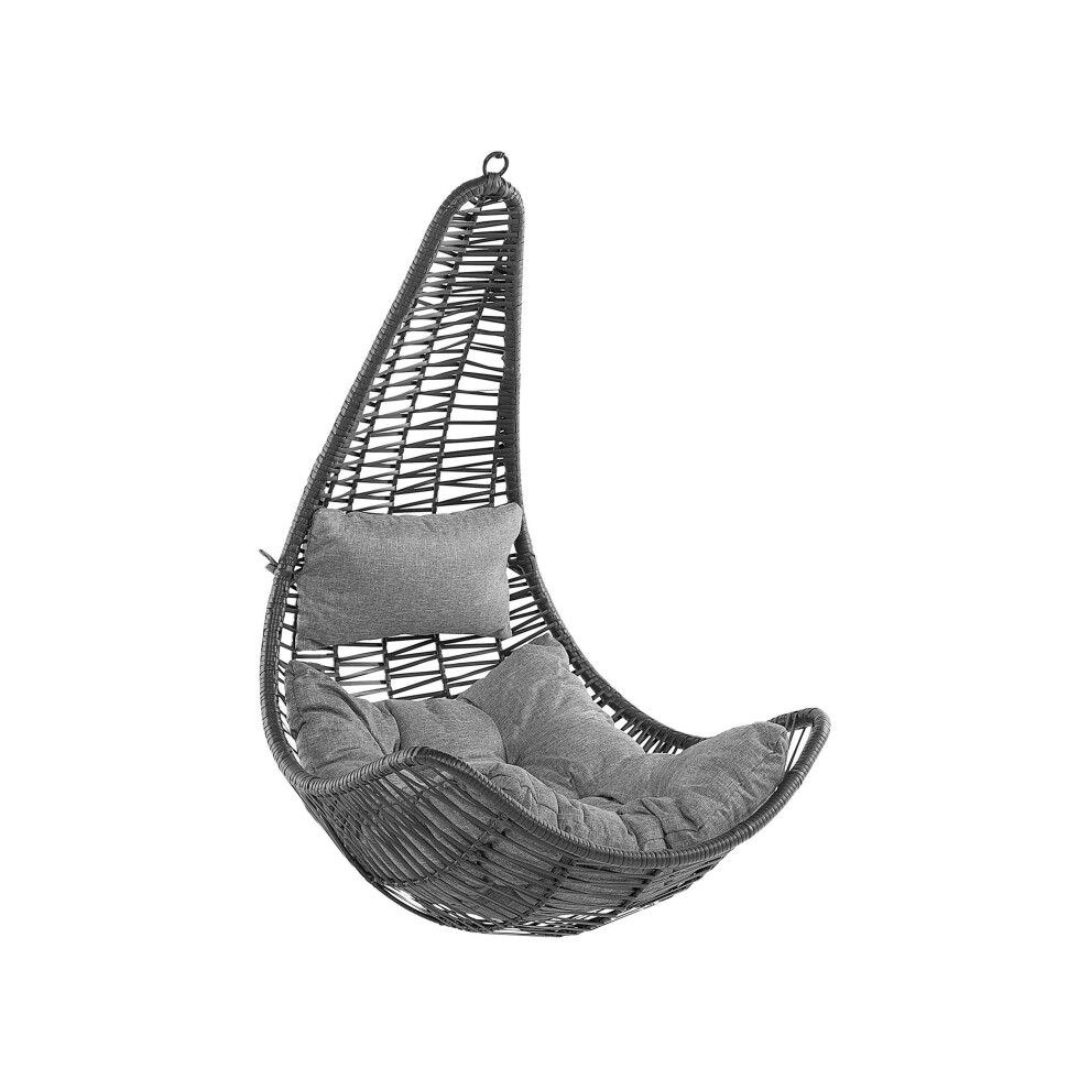 Beliani Hanging Chair Atri Ii Pe Rattan Black