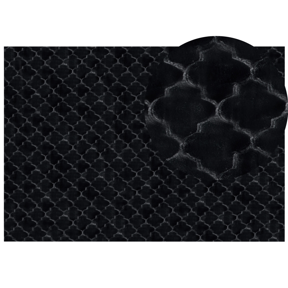 Beliani Faux Fur Rug Gharo Black 160 X 230 Cm