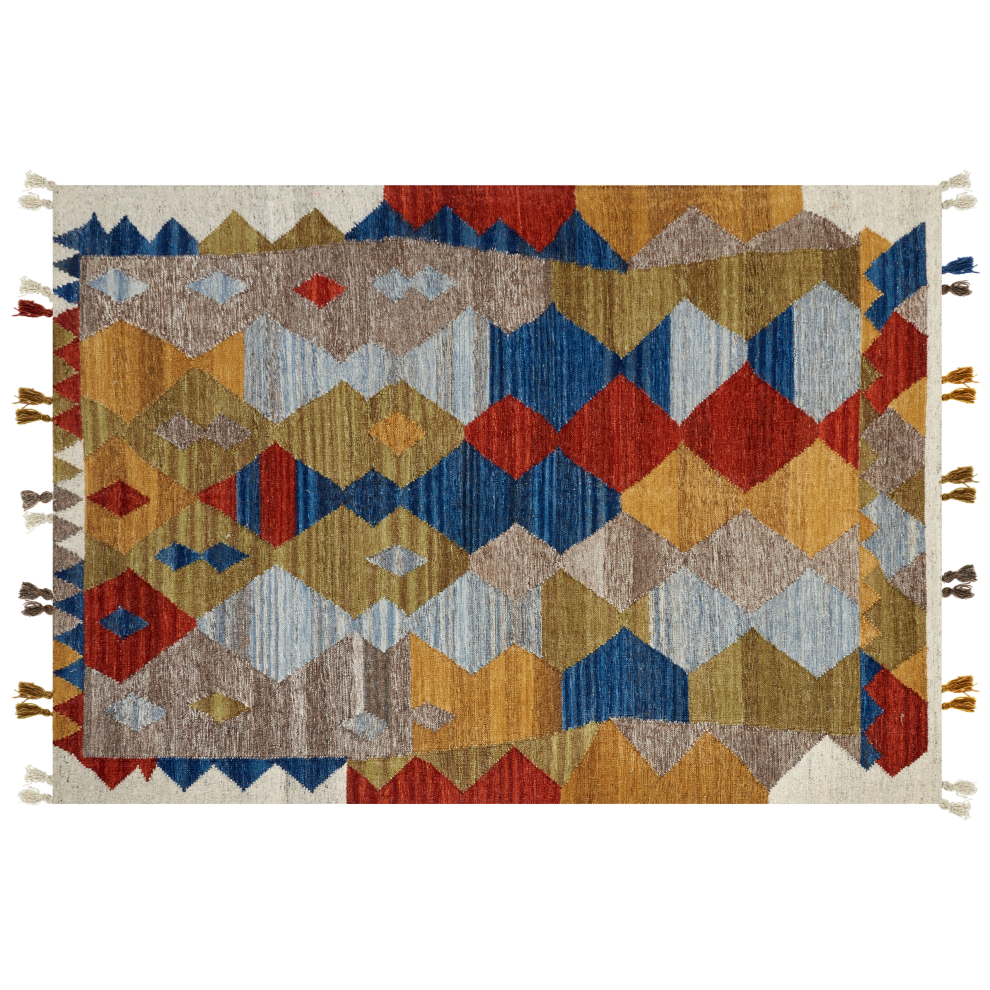 Beliani Rug Arzakan Multicolour 160 X 230 Cm Wool Kilim