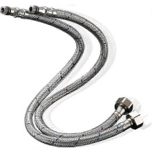 Pack of 2 Kitchen/Basin Monobloc Mixer Tap Connectors Flexi Pipes Tails British Standard Pipe M10 x1/2 Fitting 500mm Long (Silver Pipes)
