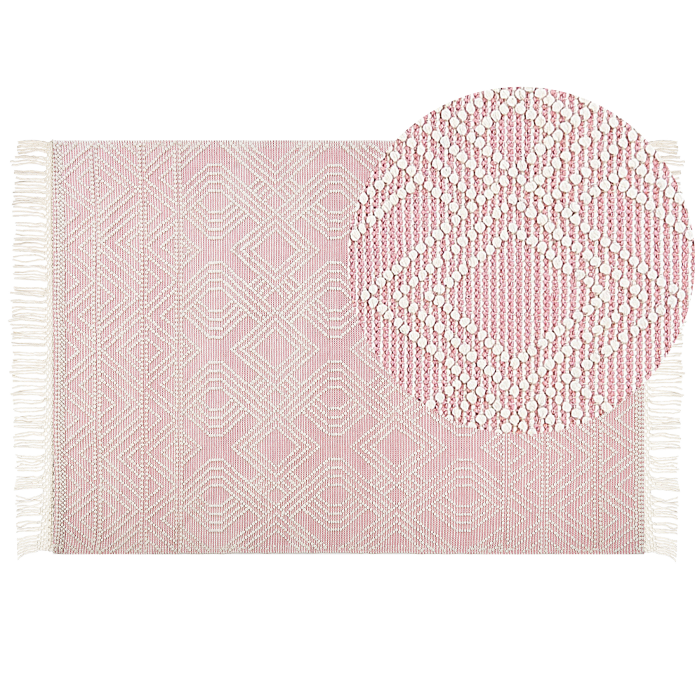 Beliani Rug Adana Pastel Pink 160 X 230 Cm Wool
