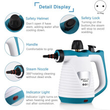 Handheld Steam Cleaner with 9 Accessories, Pressurized Handheld Multi-Surface Natural Steam Cleaner for Cleaning EU