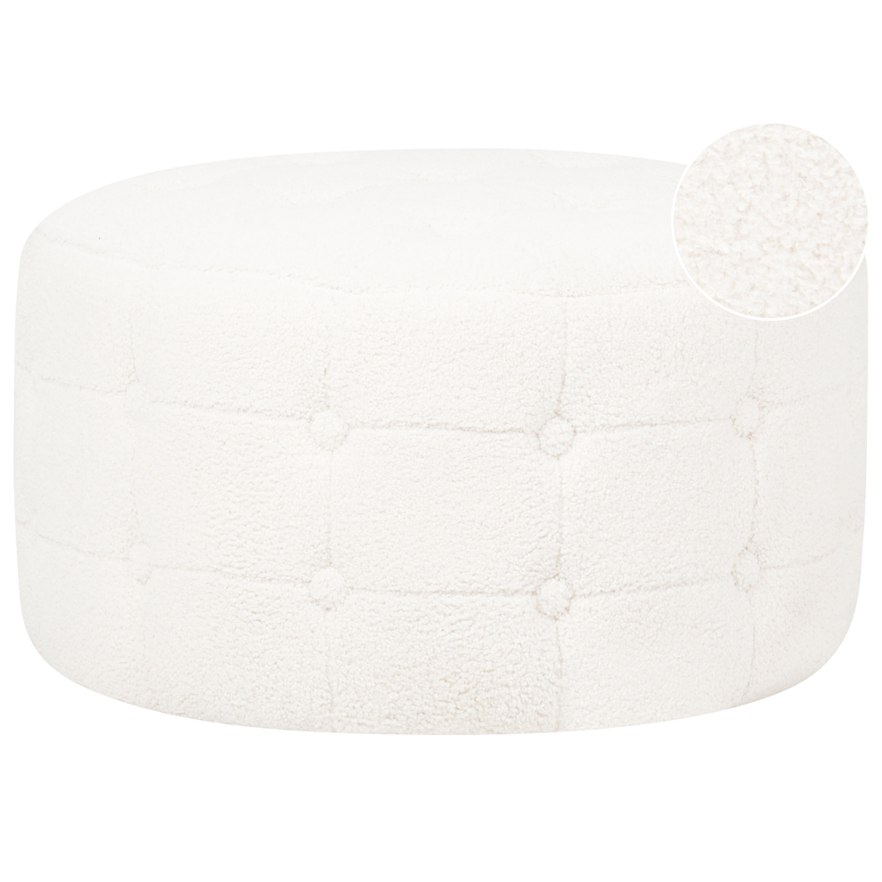 Beliani Pouffe Tampa Boucle White
