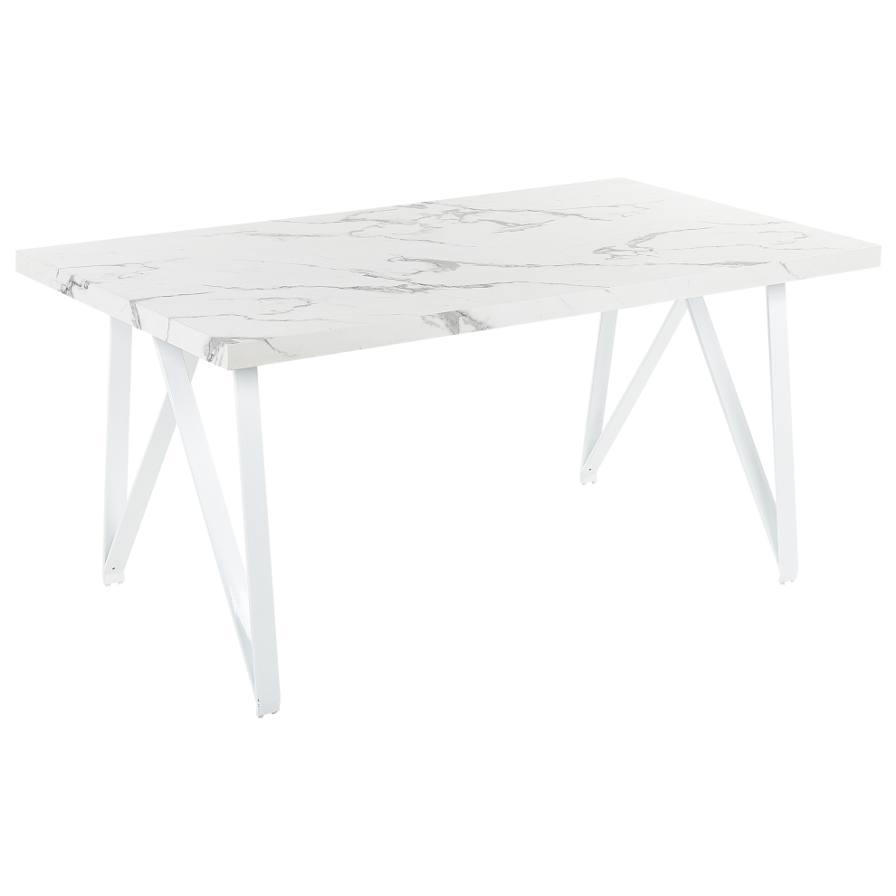 Beliani Dining Table Grieger Marble 160 Cm 90 Cm White