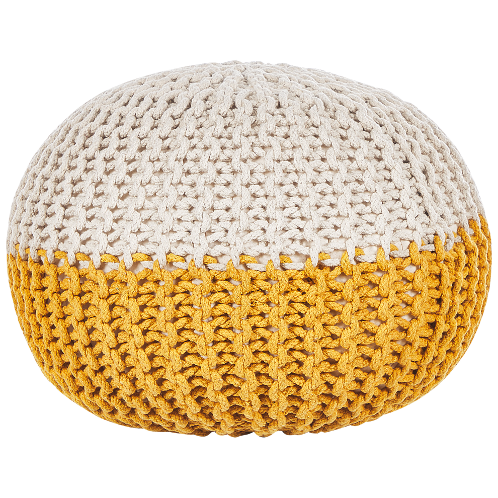 Beliani Pouffe Conrad Cotton Yellow Cream,Yellow