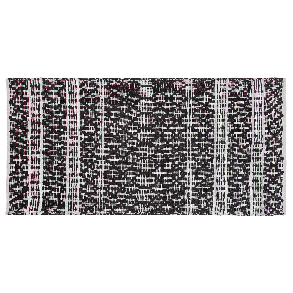 Beliani Rug Fehimli Black 80 X 150 Cm Leather