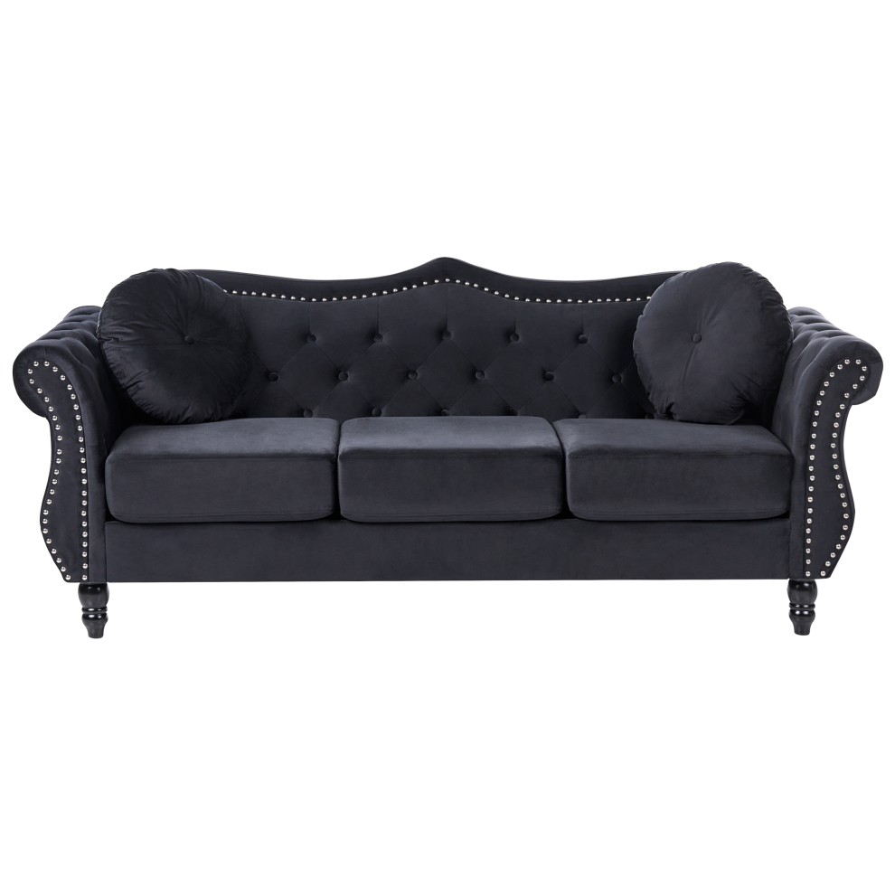 Beliani Sofa 3 Seater Skien Velvet Black