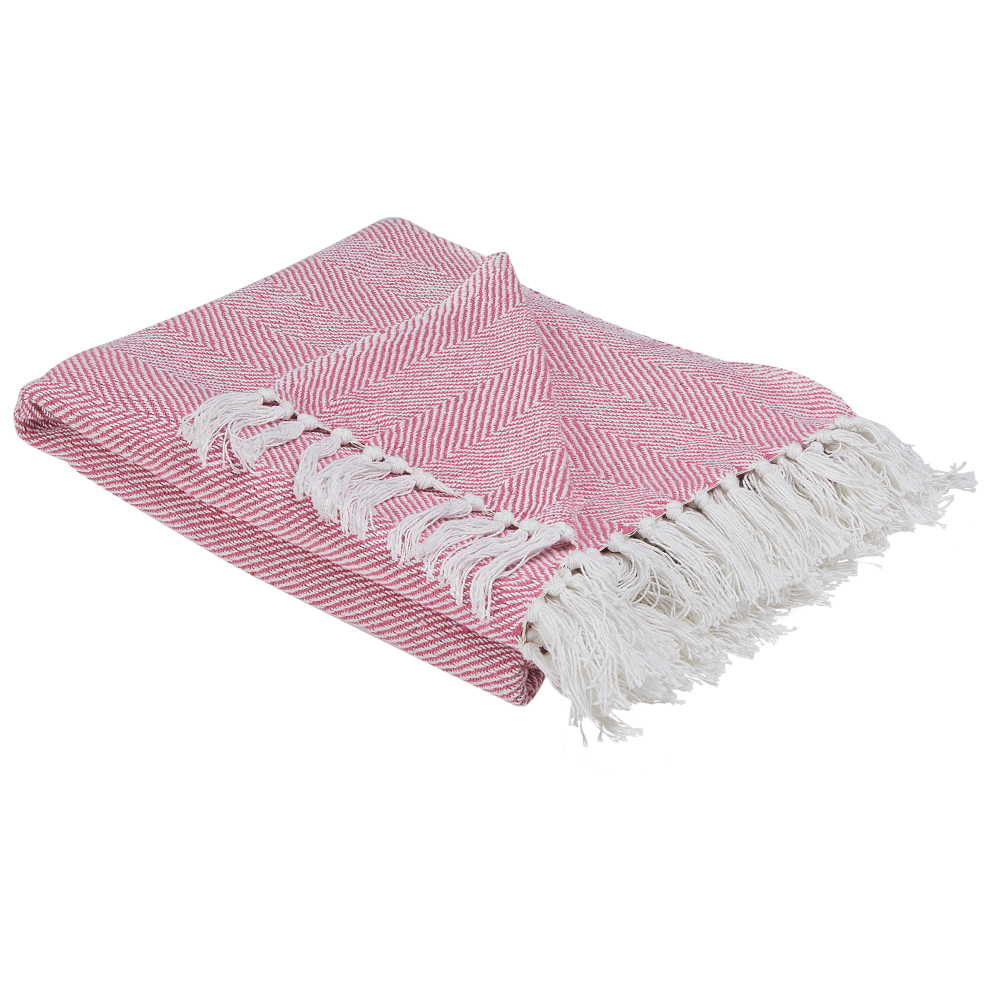 Beliani Blanket Tangier Cotton 130 X 160 Cm Pink