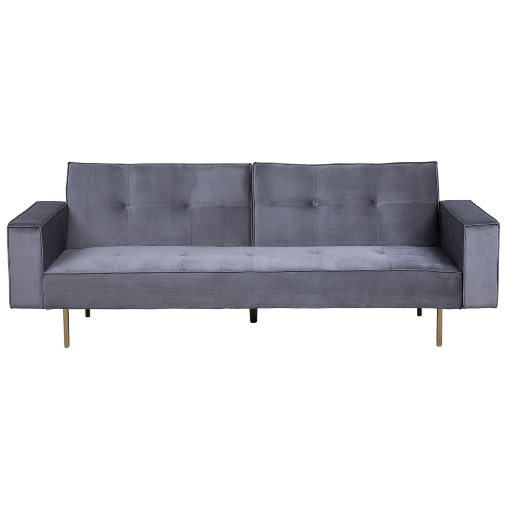 Sofa Bed 3 Seater VISNES Velvet Grey