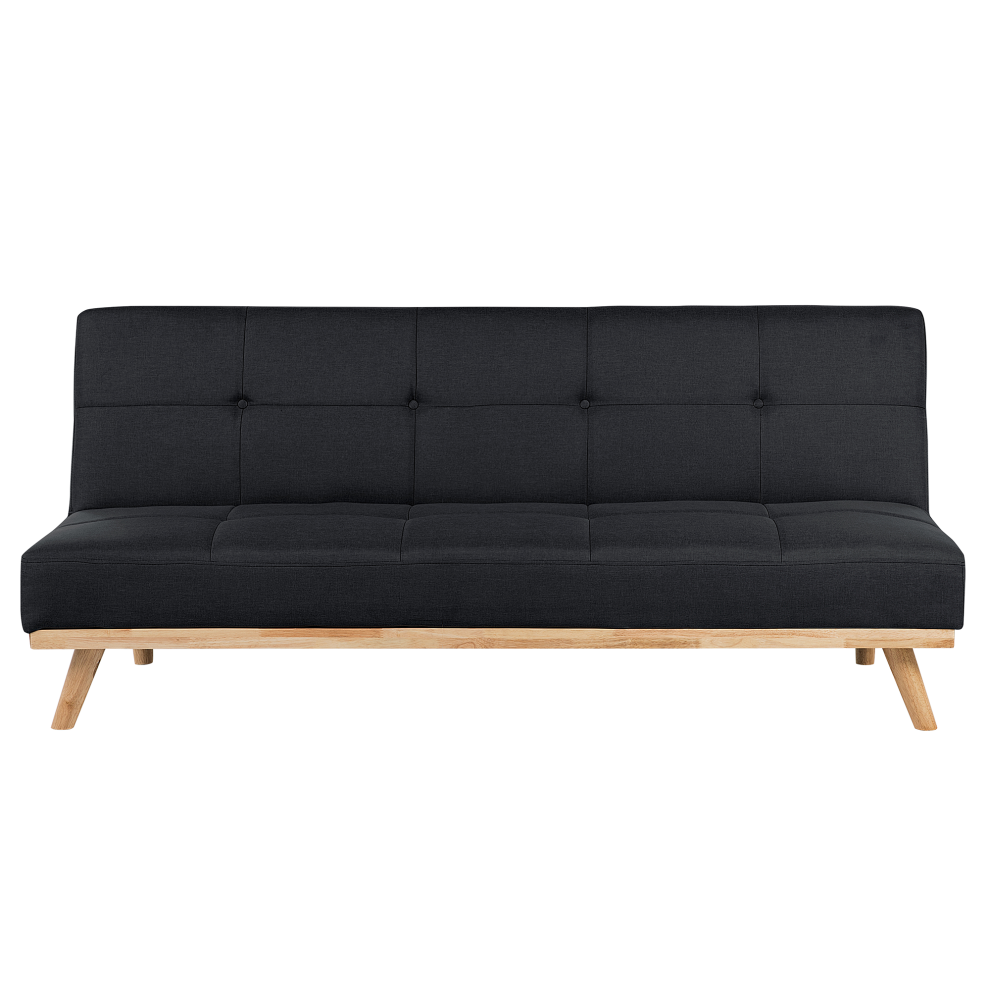 Sofa Bed 3 Seater FROYA Fabric Black