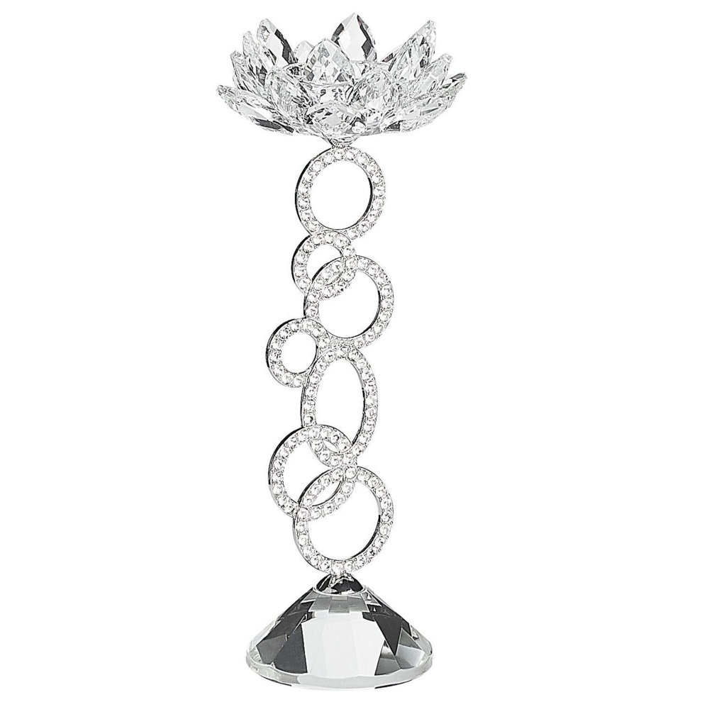 Beliani Candle Holder Oviedo Glass 27 Cm Silver