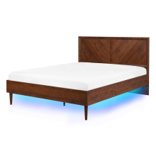 Bed with LED MIALET 140 x 200 cm (EU Double) Dark Brown