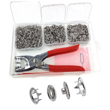 Snap Fasteners Kit 200 Sets, 9.5mm Fabric Snaps Clothing Snaps No Sewing,Stainless Steel Button Snaps with Snap Pliers