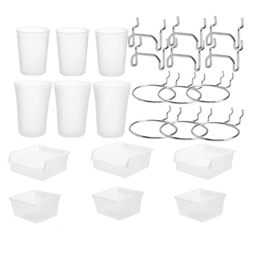 Peg Board Bins Peg Board Cups with Hooks & Loop 12Pack,Peg Board Organizer Accessories, Peg Board Tools Organizer A 1