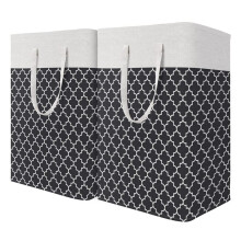 Waterproof Clothes Hamper, Tall Laundry Tub, Bedroom, Bathroom, Dorm Clothes Hamper, 2 Pack, Black