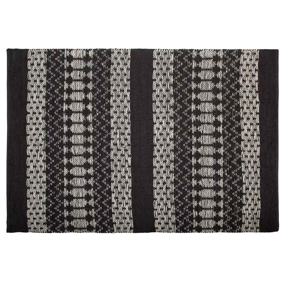 Beliani Rug Sokun Black 140 X 200 Cm Leather