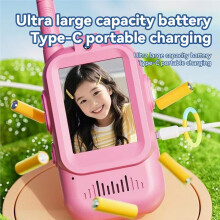 Video Walkie Talkies per Bambini 2 Confezioni, 2.0 Pollici IPS Doppia Camera con Condivisione Foto e Chat Vocale, Ricaricabile A Lungo Raggio