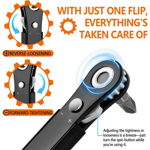 Right Angle Screwdriver Set -  Ratcheting 90 Degree Offset Wrench Kit 2