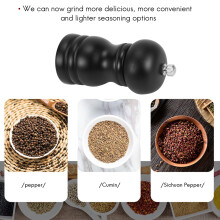 Wood Salt and Pepper Grinder Set Manual Pepper Salt Mill Shaker, Solid Wood with Adjustable Coarseness Black