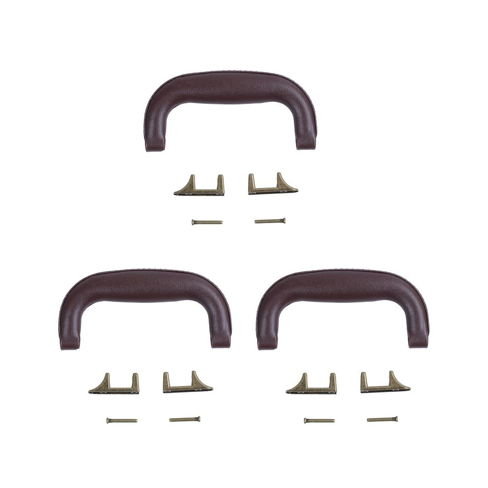 3X Brown Leather Guitar Musical Instrument Box Luggage Toolbox Trolley Case Handle 4713943047976