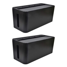 2X Kabel Management Box für Schreibtisch Kabel Management- und Power Strip Box LöSungen (Schwarz)