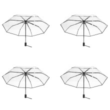 4X Transparenter Regenschirm Automatischer Regenschirm Regen Frauen Maenner Sonnen Regen Auto Regenschirm Compact Falten Winddicht Stil Klarer
