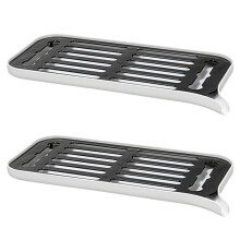 2X Plastic Dish Drainer Dryer Tray Large Sink Drying Rack Worktop Drain Rack Kitchen Water Filter Tray-White