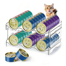 Kattmatburkorganisatör, Burkorganisatör för Skafferi, Transparent Kattmatförvaringsbehållare Rymmer 36 (3,5 Oz) Burkar