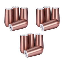 Stainless Insulated Wine Tumbler with Lid -Portable Egg Shape Cup Fashion Gift Cup-6 Oz ,Rose Gold (12 Pack)