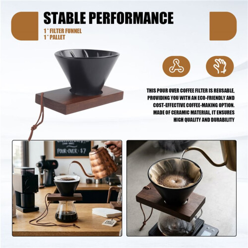 Pour over Coffee Filter  Funnel Cup Ceramic Pour over Coffee Dripper Coffee Maker Reusable Coffee Filter