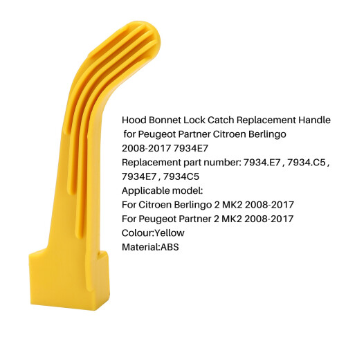 Car Bonnet Hood Pull Catch Bonnet Lock Catch Handle for  Partner  Berlingo 2008-2017 7934E7 2