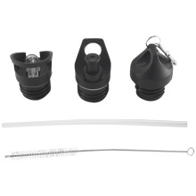 Packung mit 3 Deckeln für die Flask Standard Mund Wasser Flasche. EnthäLt ein Stroh Deckel BeißVentil und Einen Drehdeckel. Perfekt für Moderne