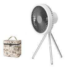10000mAh Campingventilator Wiederaufladbarer Tischventilator Tragbarer Kabelloser Deckenventilator mit Powerbank LED-Beleuchtung Weiß