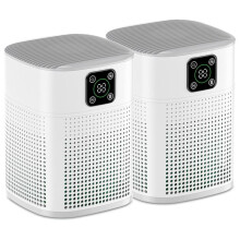 2 Purificateurs D'Air pour Chambre à Coucher, Purificateurs D'Air avec Prise D'Air à 360, 3 Vitesses de Ventilation, Filtration en 3 Étapes, Prise