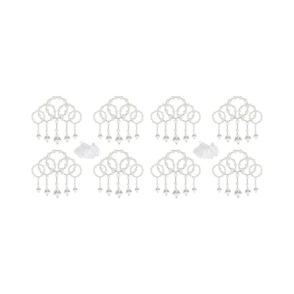 40 Pcs Baptism Acrylic Rosary Beads  Rosaries Angel with Organza Bags for the First Communion Baptism Party Favors