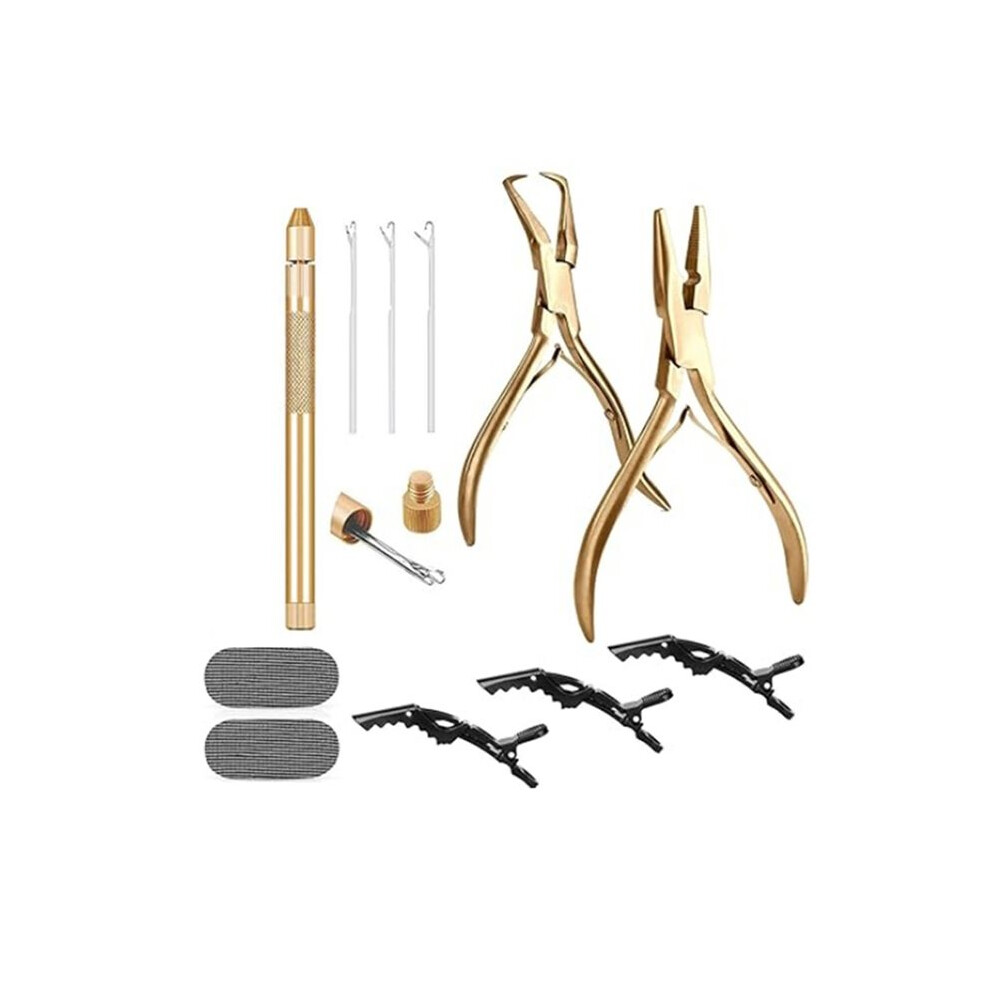 Unisex Hair Extension Tools Kit,Stainless Steel Hair Extensions Micro Bead Closer Pliers And Hair Extension Beads Remover Plier