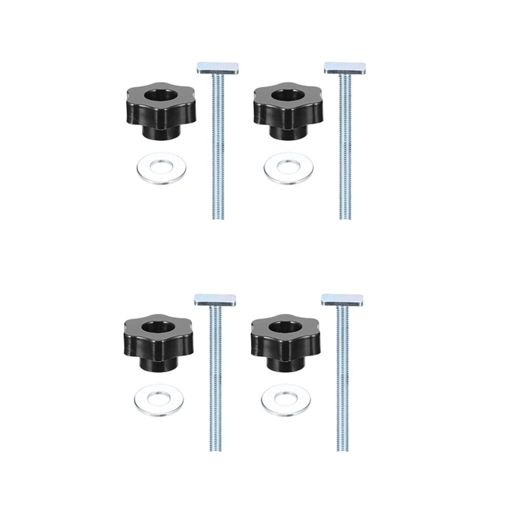 4Set Handle T-Slot Slider Miter T-Track Jig Screw Fixture For Table Saw Router Chute Rail Diy Woodworking Bench Tool 6031771407105
