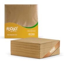 FOOGO Green 100pcs Brown Unbleached Paper Napkins, FSC